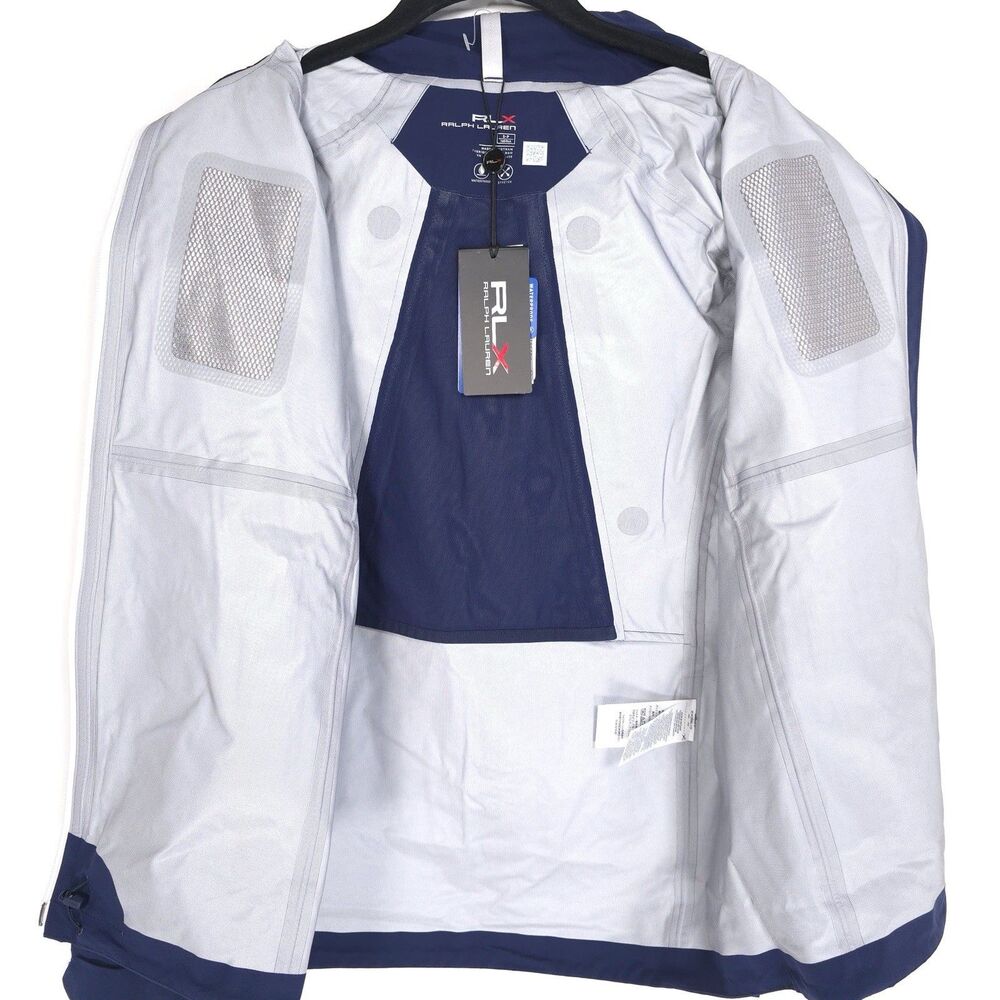 RLX RALPH LAUREN New Golf Waterproof Hooded Windbreaker MEDIUM Jacket Navy Women - Picture 11 of 16